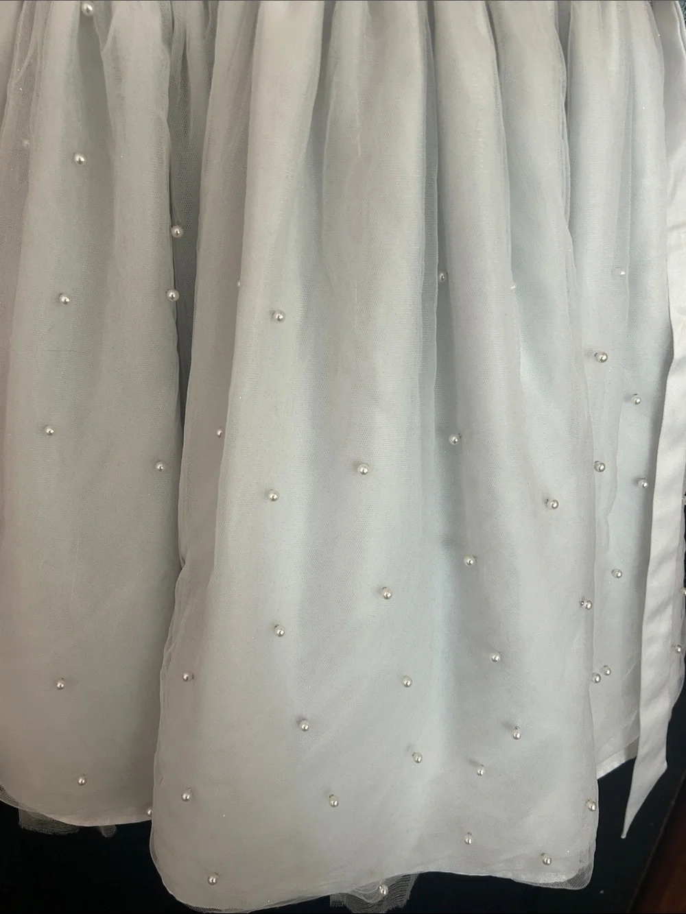 white  Pearl-Trim Dress for Girls
